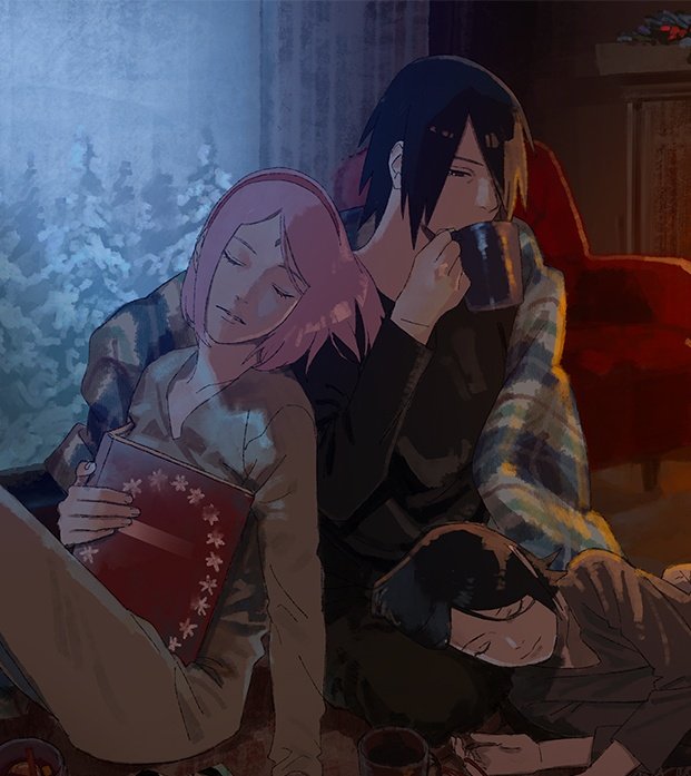 sasuke's so kind and understanding, lending his shoulder for his wife sakura to rest after she carried the entire naruto fandom 🥺❤