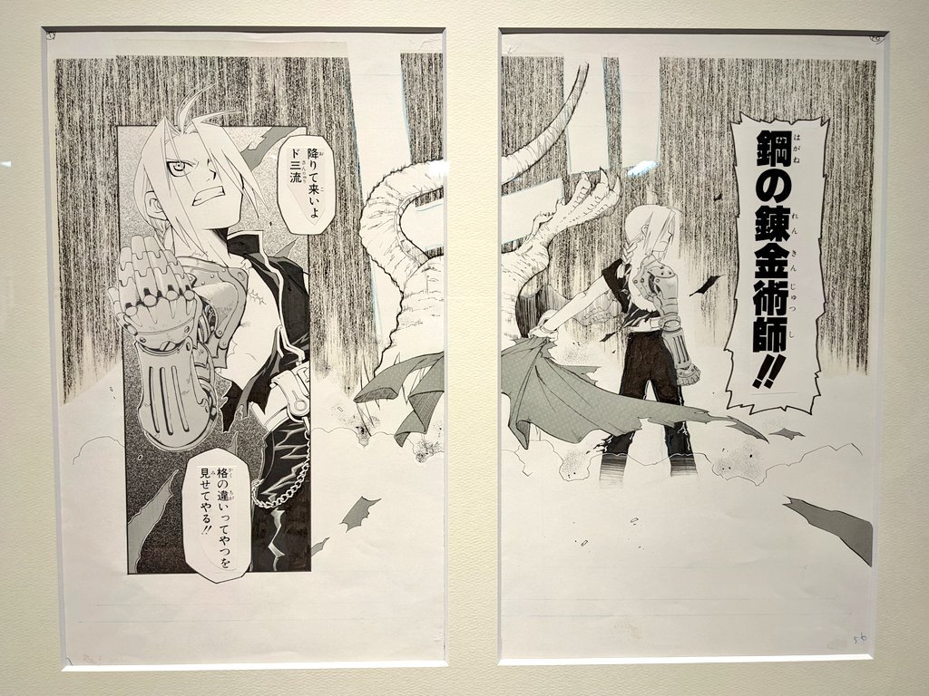 数年〜十数年前にどこかで必ず見たことがある絵が筆跡もそのままに目の前に並んでるの、原画展示の最高なところですね…!
荒川先生のコメントで新たに分かる事も多くて大変良かった
#鋼の錬金術師展