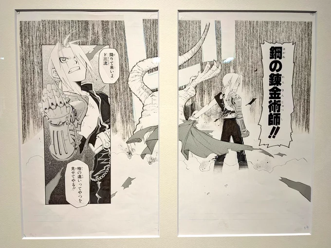 数年〜十数年前にどこかで必ず見たことがある絵が筆跡もそのままに目の前に並んでるの、原画展示の最高なところですね…!
荒川先生のコメントで新たに分かる事も多くて大変良かった
#鋼の錬金術師展 