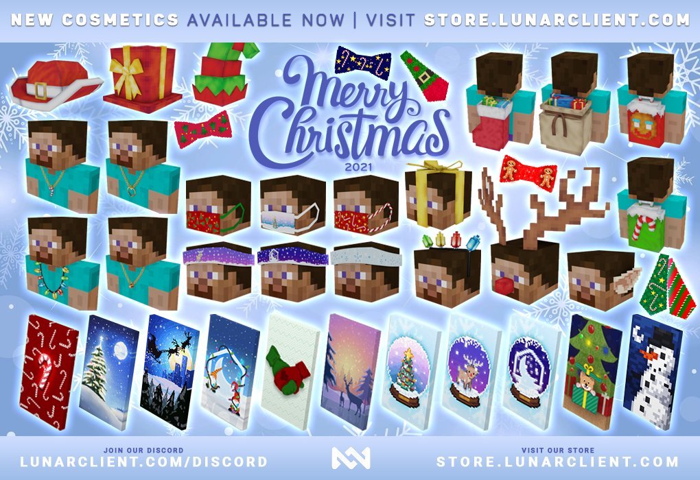 SORTEO COSMETICOS LUNAR CLIENT 👀
x1 capa
x2 bandanas
x3 emotes

REQUISITOS:
- Dar ❤️ &amp; 🔁
- Seguir a @LunarClientESP
- Mencionar 2 amigos

Se darán los ganadores el 05/01/2022