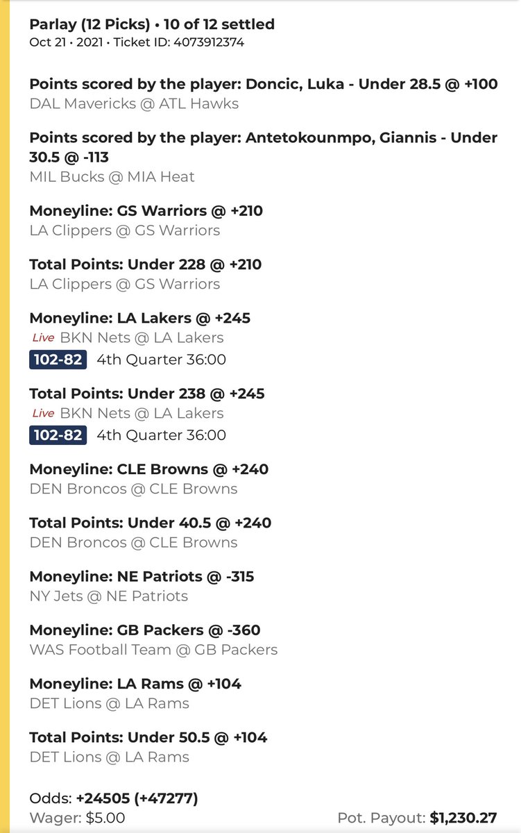 kere027's tweet photo. When I accidentally picked a Xmas game, long ago, on a bad team @Lakers . @BetRivers did not even gave me option to cash out before game 🤦‍♂️. Merry Christmas https://t.co/YE1taUIdzx