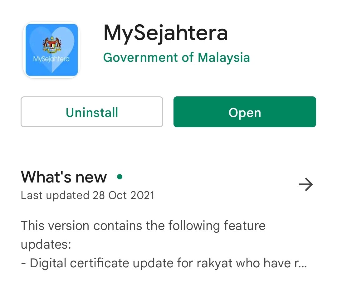 New how version update mysejahtera to MySejahtera has