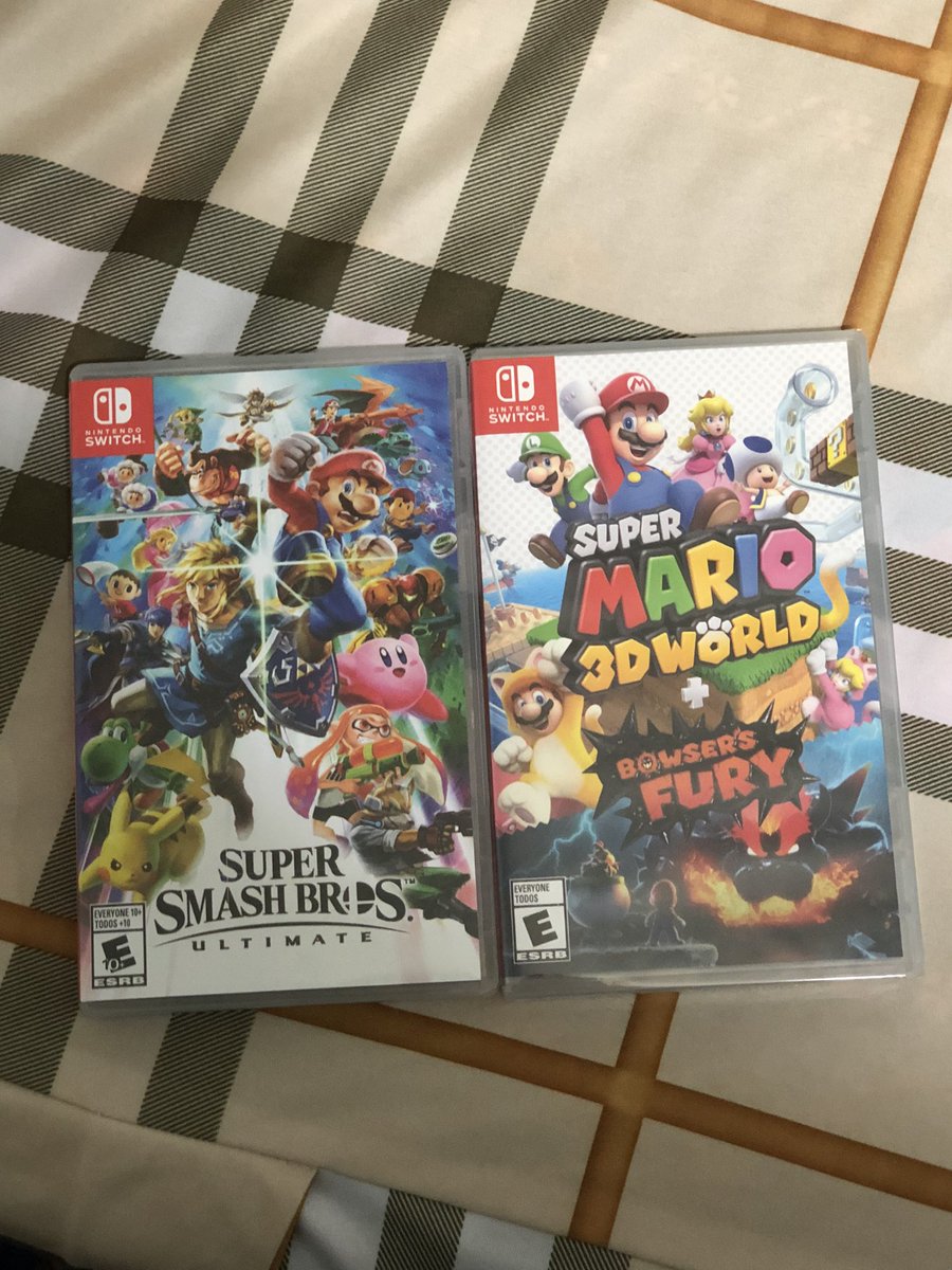 SuperAaron260's tweet photo. This is what I got for my late birthday present. I got Super Smash Bros. Ultimate Switch Game and Super Mario 3d World + Bowser’s Fury Switch Game https://t.co/V2JH0wfHOC
