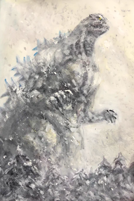 少しだけど雪が舞った!寒い‼︎
なので雪とゴジラ怪獣の過去絵挙げちゃう←❄️ 
