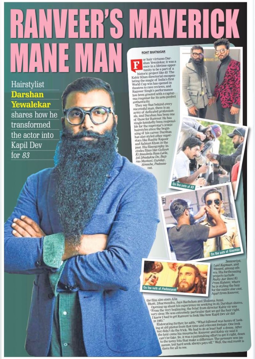fpjindia's tweet photo. Exclusive! How did Ranveer Singh's hairstylist #DarshanYewalekar make him look like Kapil Dev in 83

By @justscorpion 

@D_Darshan @RanveerOfficial @kabirkhankk
@studio_talk

https://t.co/9tcbdPRonx https://t.co/Dmp4DARmbF