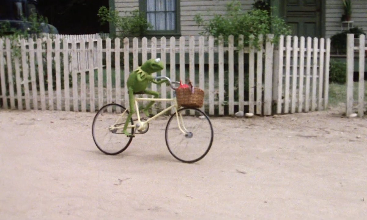 Gonna be thinking about how cute Kermit on a bike is for a while