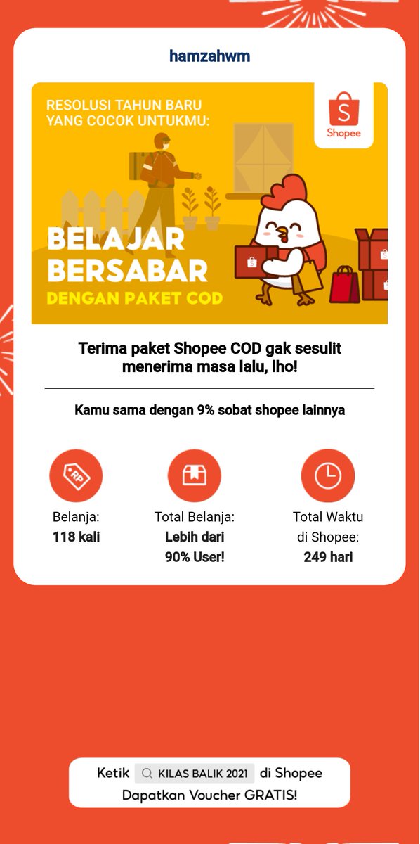 hamzahwm's tweet photo. Yuk, kilas balik perjalananmu di #2021BersamaShopee &amp; dapatkan Voucher Gratis!  https://t.co/yGyQeqRIWR https://t.co/83mR8SQriD