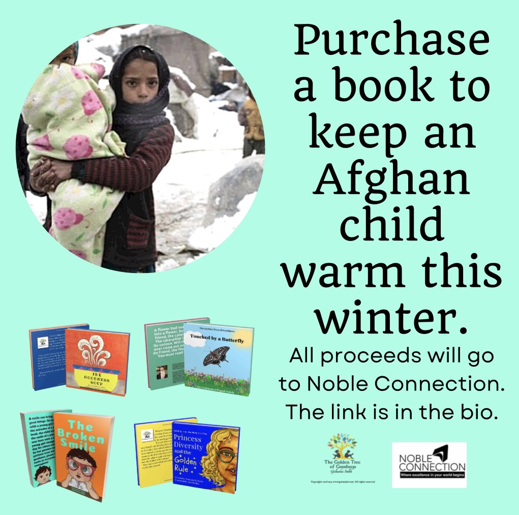 GulmakaiSaleh's tweet image. With your support by purchasing one of my books, you will be able to feed an orphan child this winter. All proceeds will go to @noble_connection .
#endafghanstarvation #childrenarethefuture #winterproject #winteriscoming #everychilddeservesaneducation