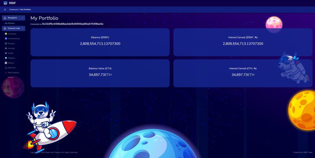 <a href="/AxeCapital21/">DavisD2021</a> Yes Davis. We will be releasing a dashboard for you to track your reflection soon. Hopefully before the new year🥳🥳🥳. A sneakpeak below 👇🏻👇🏻 #RoboInu #RoboWarrior #RoboVentures #RoboSpacex $RBIF
