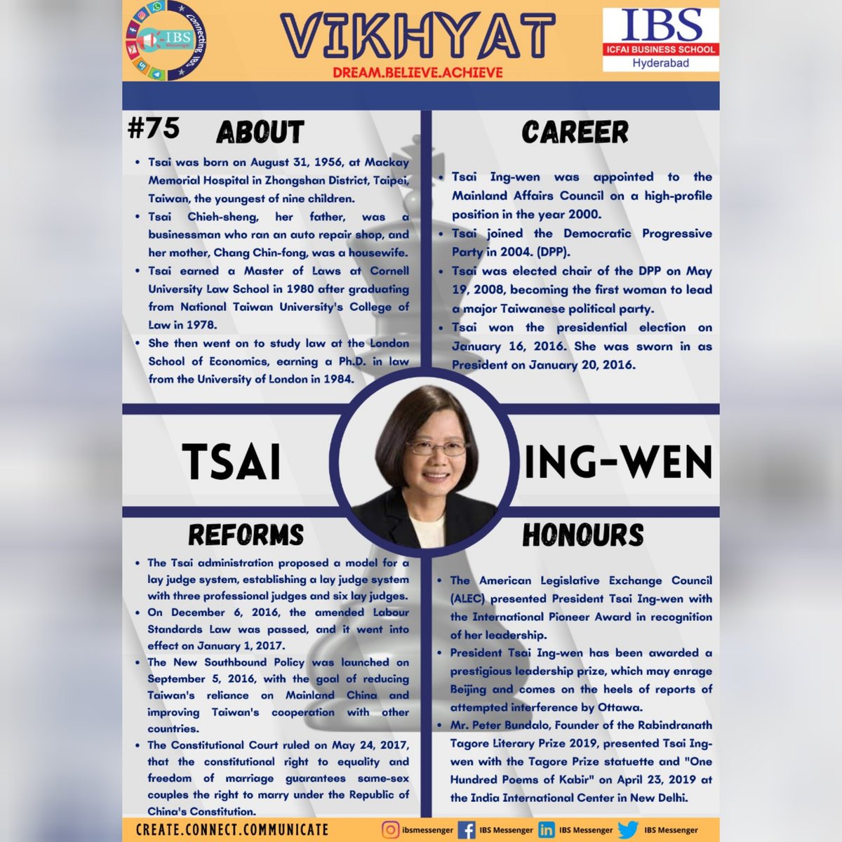 IbsMessenger's tweet photo. Democracy is not just an election it is our daily life -Tsai Ing -wen
#TeamVikhyat
#TeamIBSMessenger
#Connecting_IBS https://t.co/RP1UEjiYN7