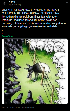 __AnakKolong's tweet photo. Hal yang terkait gubernur 212 yg tak berideologi berikut ini, saya sampaikan tgl 18 November 2021, sebelum gubernur 212 ini "mendadak" tampil seolah - olah paling toleran hari - hari ini.
.
.
. https://t.co/b1XfvrMkhA