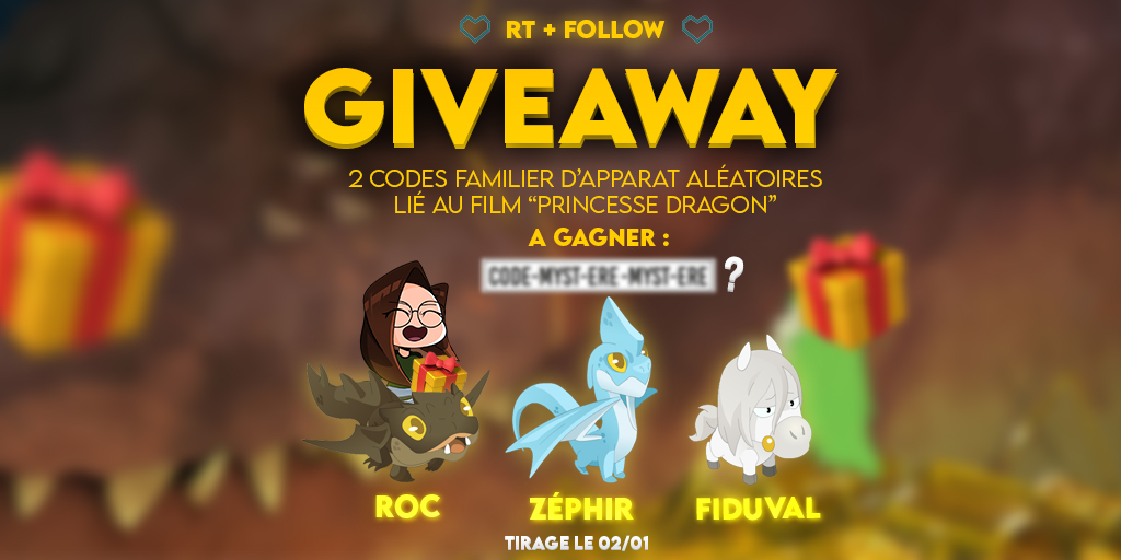 Tsunadida's tweet image. Yooo! Si jamais vous avez reçu que des cadeaux pourris, voila une chance de remporter un truc trop choupi🎁 Follow+RT pour peut être adopter un incroyable familier lié au magnifique film d'animation Princesse Dragon (passez le près de chez moi svp❤️)
Merci @GamingMayko🎅