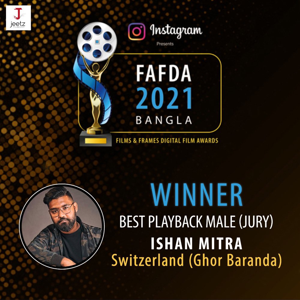 Jeetz Filmworks (@jeetzfilmworks) on Twitter photo Winner at the Instagram presents <a href="/FilmsandFrames/">Films and Frames Digital Film Awards</a>
1. Best Film (Jury) - Switzerland
2. Best Actor Female (Jury) - <a href="/rukminimaitra/">RUKMINI MAITRA</a> a.k.a Rumi from Switzerland
3. Best Playback Singer Male (Jury) - <a href="/ishan/">Ishan Bhattacharya</a>.mitra_official for Ghor Baranda
Congratulations TeamSwitzerland 🎉🤩♥️ Winner at the Instagram presents <a href="/FilmsandFrames/">Films and Frames Digital Film Awards</a>
1. Best Film (Jury) - Switzerland
2. Best Actor Female (Jury) - <a href="/rukminimaitra/">RUKMINI MAITRA</a> a.k.a Rumi from Switzerland
3. Best Playback Singer Male (Jury) - <a href="/ishan/">Ishan Bhattacharya</a>.mitra_official for Ghor Baranda
Congratulations TeamSwitzerland 🎉🤩♥️