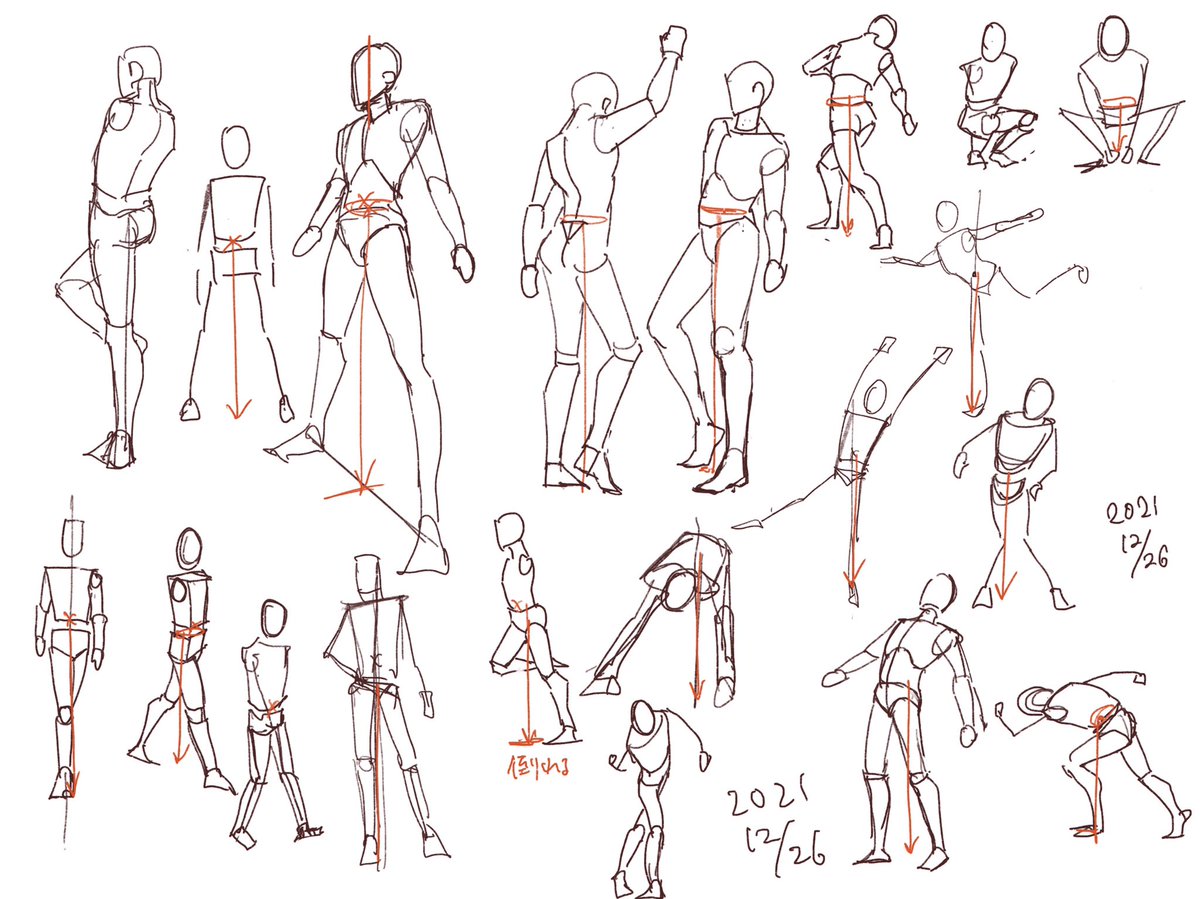 人体の重心はヘソの辺りにあるらしい 両足の真ん中でヘソを支えるように 片足重心な 春希 趣味のお絵描きの漫画