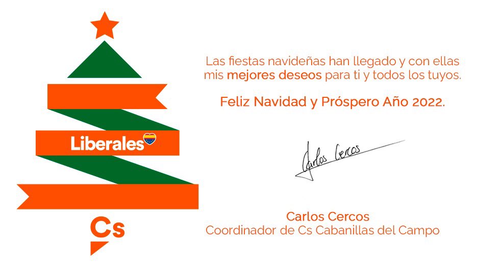 Cs_Cabanillas's tweet photo. 🍊Los Liberales de #Cabanillas os deseamos unas Felices Fiestas.

🎄En estas Navidades diferentes, debemos ser responsables, para que todos podamos disfrutar con nuestros seres queridos.

#FelizNavidad https://t.co/zAKkfjJ4gK