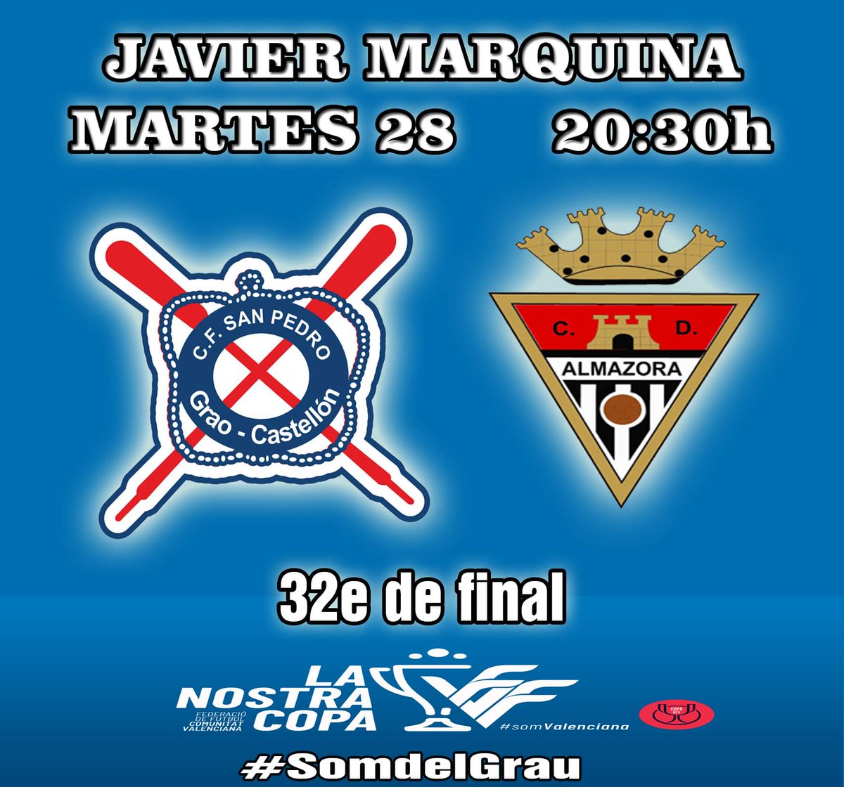 CfsanpedroCf's tweet photo. Despedimos el año en el Marquina.

Partido de 1/32 de final de La Copa Nosta contra el CD Almazora, colíder en preferente y que nuestros azules esperan seguir adelante.

Sé el número 12.

#SomdelGrau #CfSanPedro #lanostracopa https://t.co/1SMZHdo8i4