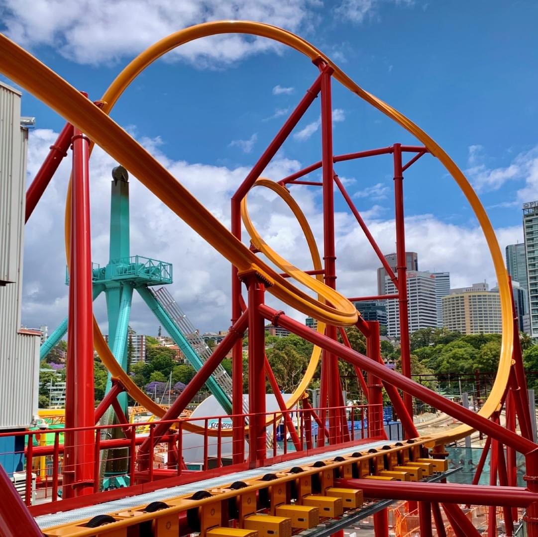 Big Dipper officially opens today at Luna Park in Sydney! This new Intamin Single Rail Coaster is the first of its kind and features 2 launches and 2 inversions!