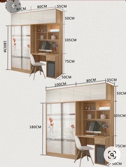 في حال كانت مساحة الغرفة صغيرة يمكنك استغلال جزء من خزانة الملابس ووضع فيها مكتب صغير او تسريحة.