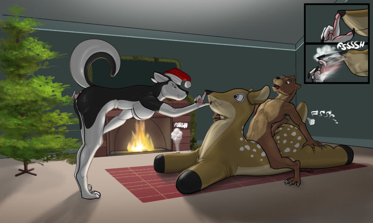 milvusbuteo's tweet photo. Christmas air. Commission for shoreleave otter, husky (sharpclaw) belongs to @ReinhardtGSDog https://t.co/T9BiCMXUgX