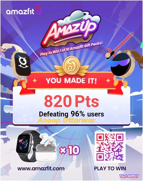 U_ANOOP1's tweet photo. Dear @AmazfitGlobal ❤
✨
#AmazUp
✨
@GILESSINGH @Gaurang321 @chidambar08 https://t.co/uKLAgXEuFF