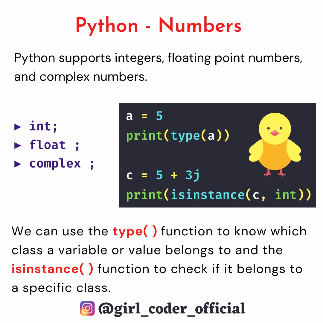 GirlCoder3's tweet image. Some tips about Python Numbers 

#python #programming #python_tips