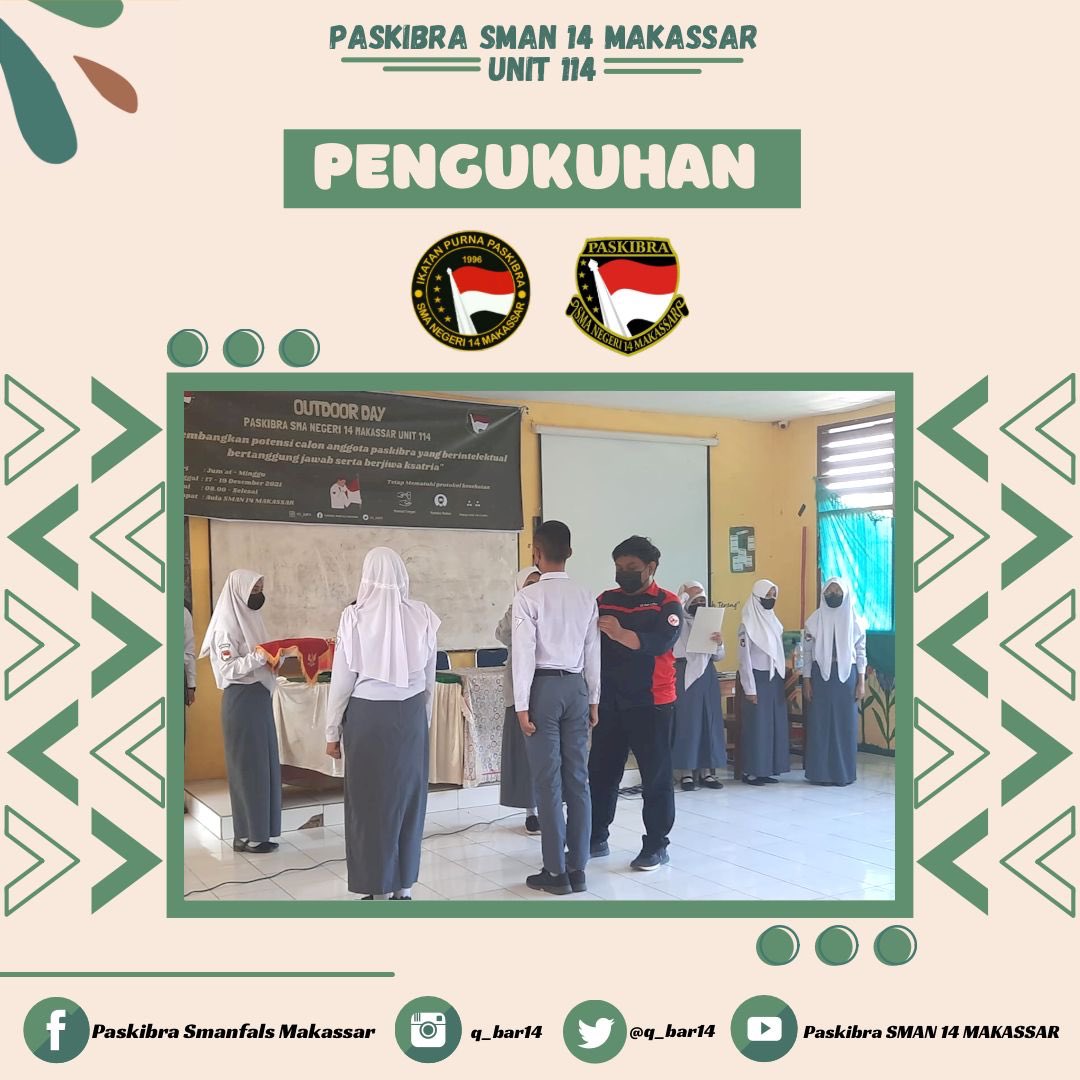 Q_bar114's tweet photo. [OUTDOOR DAY]

Assalamualaikum Wr.Wb.
Salam Paskibra!!

Telah terlaksana kegiatan “OUTDOOR DAY” yang bertujuan untuk membentuk karakter calon anggota Paskibra, dan menumbuhkan aspek kepribadian untuk menuju lebih baik, dan penanaman nilai kemanusiaan untuk terciptanya generasi- https://t.co/xXeZhksZU2