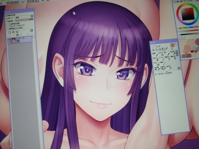 メロンのタペストリ用にちょっと手直し中。でも、中断してひと月ぶりの居酒屋さんへGO! 