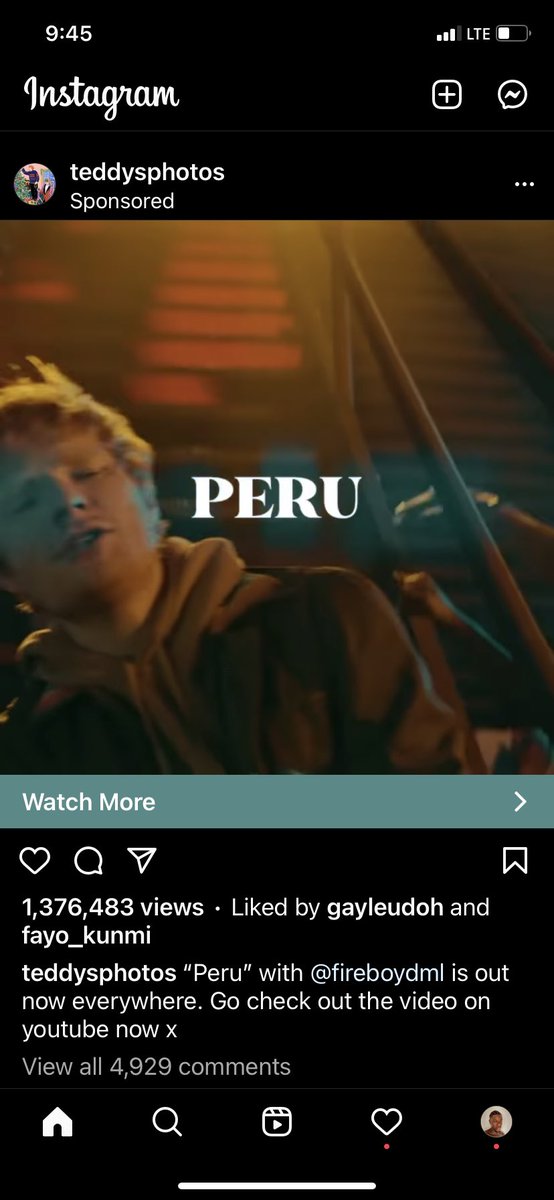 RT @itsAyanbisi: Ed Sheeran went in hard for Fireboy, he ran a sponsored ad for Peru Remix. 

His energy >>>>>>>>> https://t.co/LwqJtEH3ka