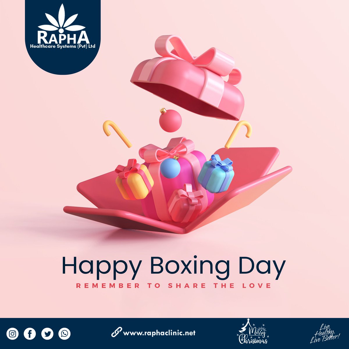 raphaclinic1's tweet photo. Happy #boxingday. Continue enjoying your holidays! Remember We are open throughout the #festiveseason
#boxingday2021 #christmas2021 #xmas2021 #FestiveSeason #RaphaCares https://t.co/EAB5DWcjXi