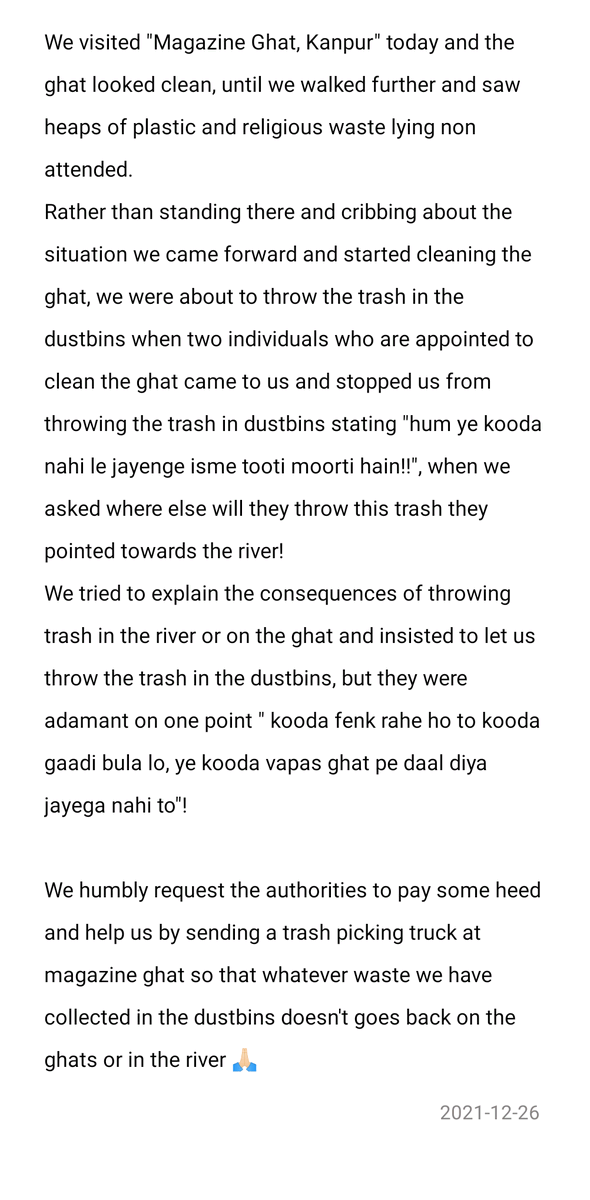 Meri_Dharti's tweet photo. Please come forward to help 🙏 @DMKanpur @nagarnigamknp @cleanganganmcg @CommissionerKnp @kanpurnagarpol @asim_arun @CmoKanpur 
#magazineghat #kanpur 
Retweet and tag the authorities so that it reaches them !! https://t.co/i5aMRokAIK
