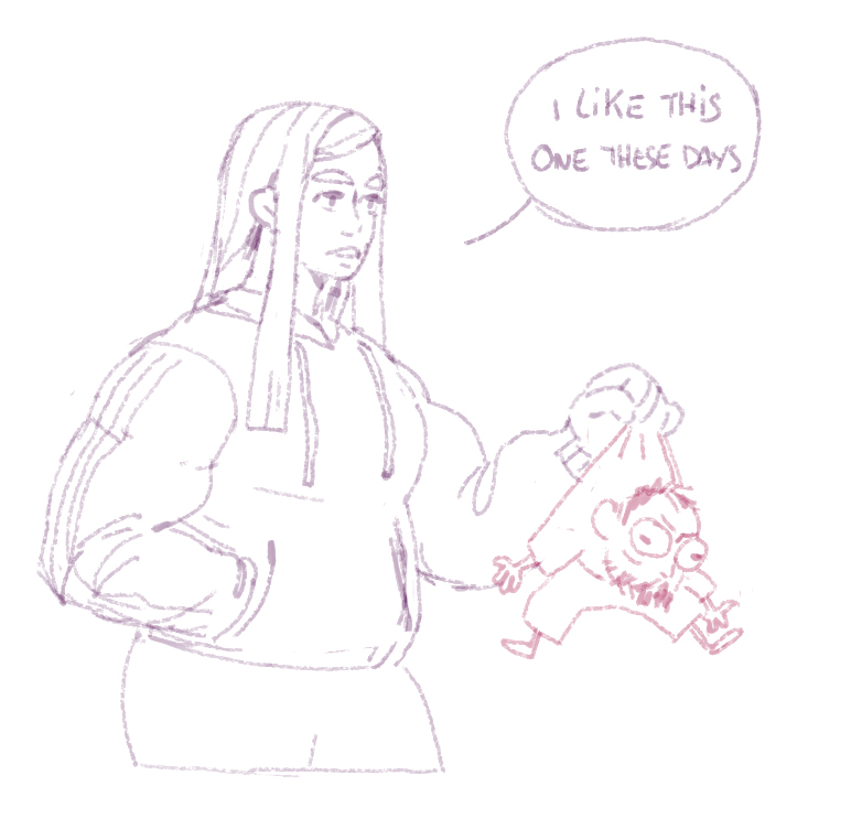 i figured i'd post this in the comments so people can see it better, i've drawn what it looked like when Freya was showing me to the other gods 