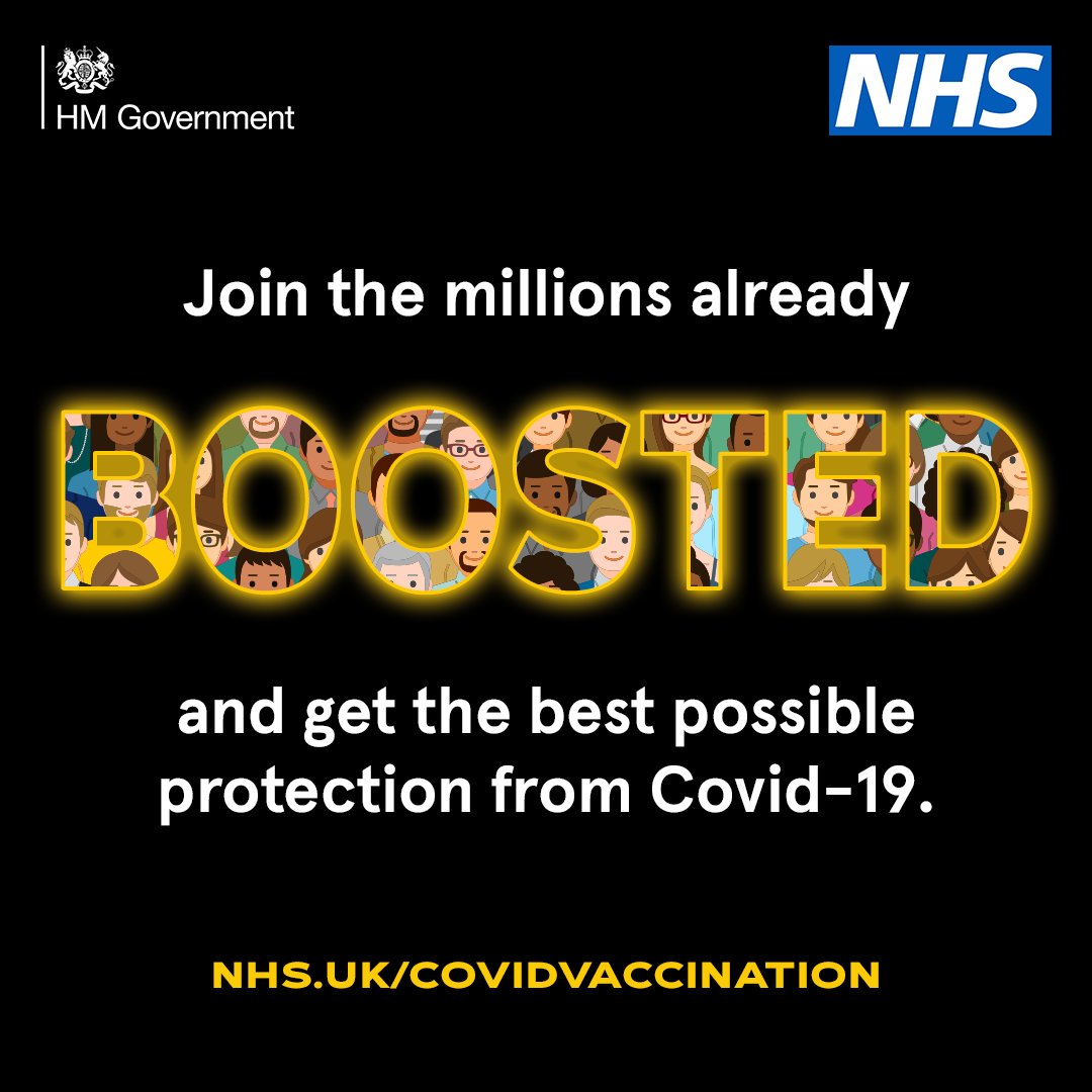 There are lots of COVID-19 booster appointments still available.

Visit nhs.uk/CovidVaccinati… to move your booking earlier. You will be able to see next available slots before you cancel your original appointment. #GetBoostedNow