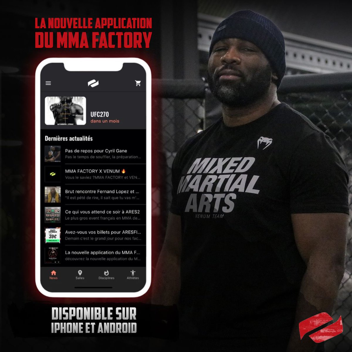mmafactory_fr's tweet photo. 🚨L'application mobile du MMA Factory est disponible‼️📲

Retrouvez dès à présent toute l'actualité du club et les informations qui vous intéressent via l'application mobile du MMA FACTORY.🔥 https://t.co/Sv73KWu81n
