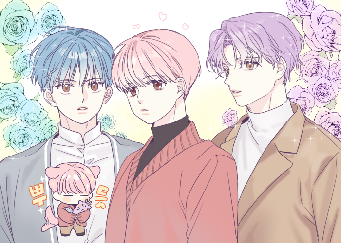 지나치게 예쁘장한 소년들과 분홍빛 머리의 소년💙🐶💜