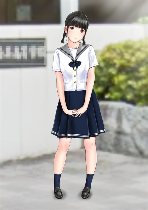 E県M市で見かけそうな制服を着た女の子です。
可愛い制服ですね🤩👍👍👍 