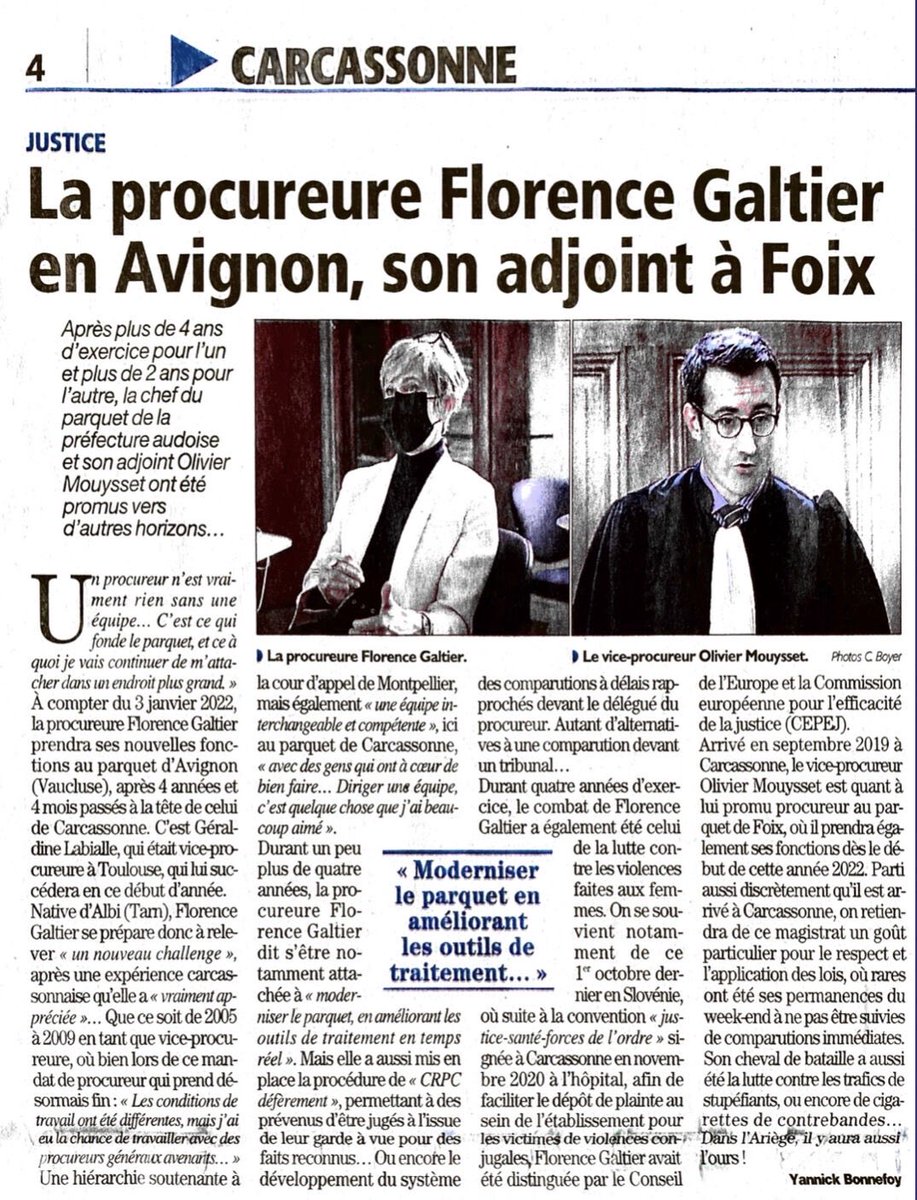 TJCarcassonne's tweet photo. Merci pour ces 4 années passées au sein de la juridiction de Carcassonne &amp; bienvenue à la nouvelle Procureure! 🙏🏻🌟☺️ https://t.co/WqGGsjKD3a