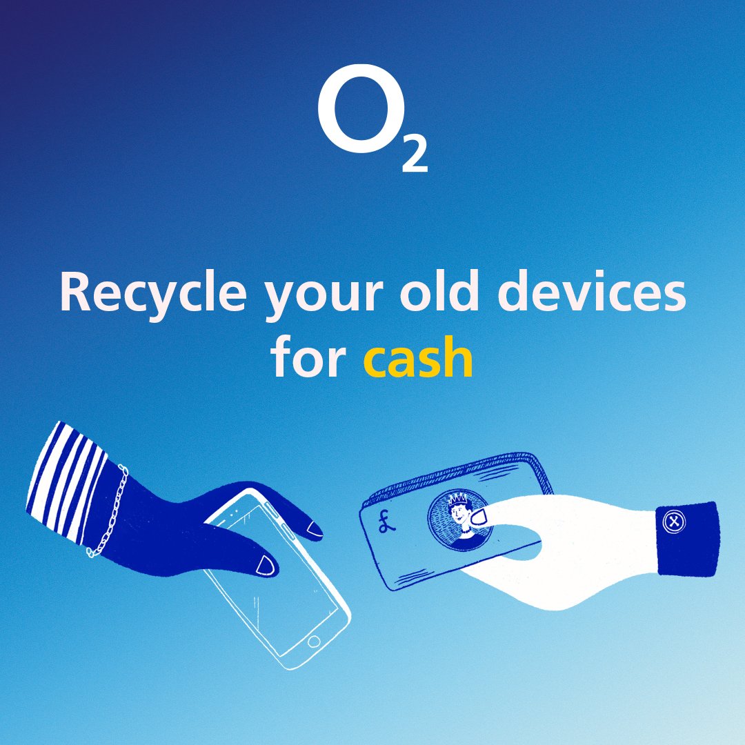 O2's tweet image. Get some shiny new tech yesterday?  

Trade in your old devices with #O2Recycle. Since 2009 we’ve paid out over £280million and helped keep 3.5 million old devices from ending up in landfill ♻️

o2uk.co/O2Recycle
