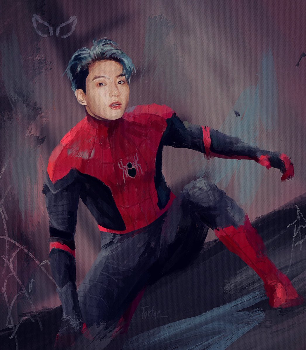 tartae_'s tweet photo. Jk x spider man #SpiderManNoWayHome #spiderkook #Spidey #JUNGKOOK #art #artist #Marvel #BTS https://t.co/ldXpJcqmoL