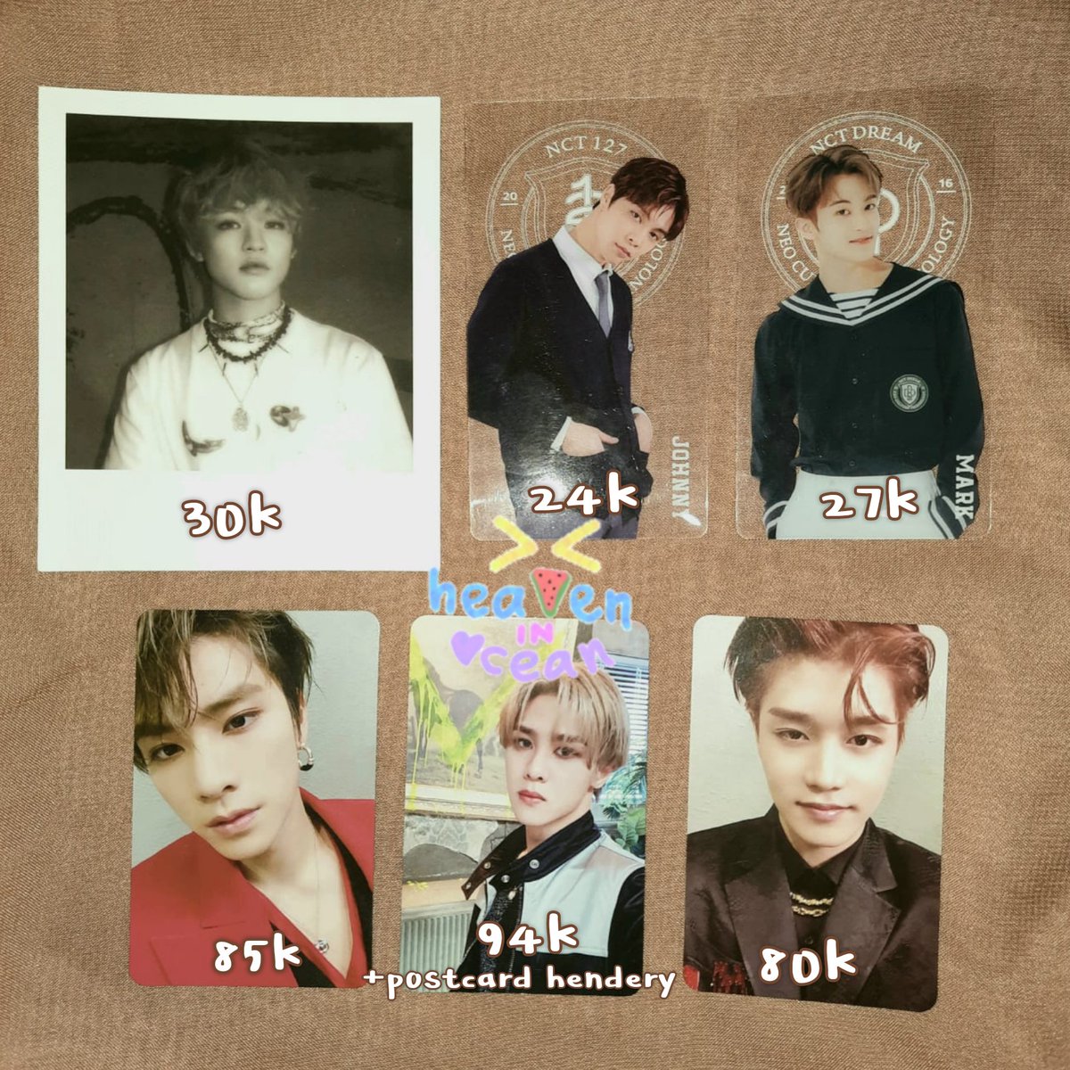 heaveninocean's tweet image. wts / mau jual
price in pict, dom sby, inc packing, oren, nego tipis, take all free album only, yuk🤗

nb: take all bookmark johnny &amp;amp; mark only 48k

t. pc polaroid bookmark taeil johnny kun mark xiaojun chenle hendery ver arrival stranger hello future nct wayv dream 127 resonance
