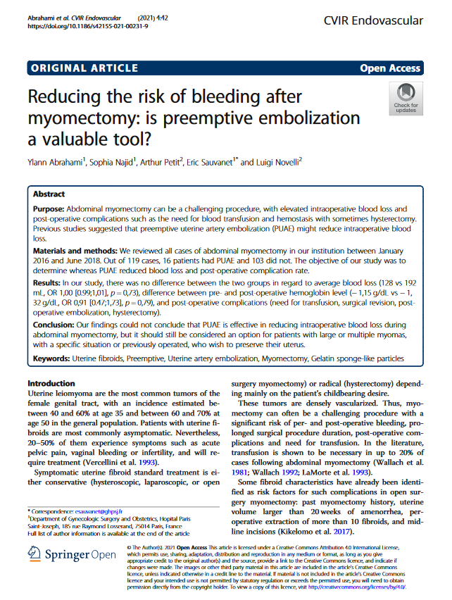 cvirendo's tweet photo. Abdominal #myomectomy can be a challenging procedure, with elevated intraoperative blood loss + post-operative complications
→ Can preemptive uterine artery embolization or #PUAE be a valuable tool in these cases?
To find out, read further here:
https://t.co/DMKrOIGxN2 https://t.co/3AjnCW2fs5