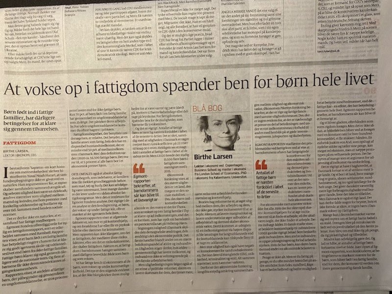 BirtheLarsenCph's tweet image. Jeg har skrevet om børns fattigdom i @politiken: “Det påvirker ikke blot deres muligheder for at være varmt og pænt klædt på, invitere til børnefødselsdage eller deltage på lejrskoler. For fattigdommen spænder ben for de muligheder, som børnene får i voksenlivet”