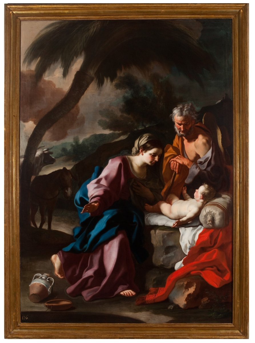 Tra le opere più sentimentali della vasta produzione pittorica di De Mura, il dipinto illustra la Sacra famiglia che si riposa durante la fuga in Egitto.