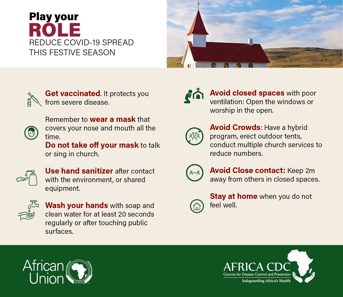 AfricaCDC's tweet photo. Season's greetings to everyone.
Wishing you a #MerryChristmas🌲🎄 and #HappyNewYear2022.
Keep practicing these measures: #WashYourHands👏🏾 or sanitize, #WearAMask, #WatchDistance, and #GetVaccinatedNow.
#VaccinesWork. Stay Safe and Healthy this holiday season.
#FactsNotFear https://t.co/VQwJQnQ9Ud