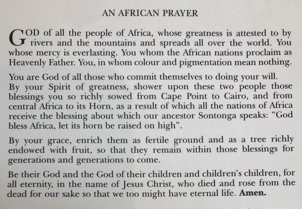 In 2005 he sent my wife and I this prayer to be included as a reading at our wedding.