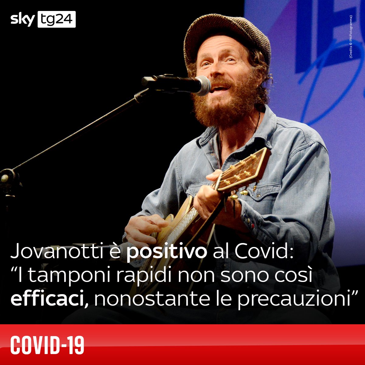 SkyTG24's tweet photo. #Jovanotti ha voluto rassicurare sulle sue condizioni: “Dai va bene, poi sono vaccinato” https://t.co/1M5HgGO1LH https://t.co/BWl7GQPslB