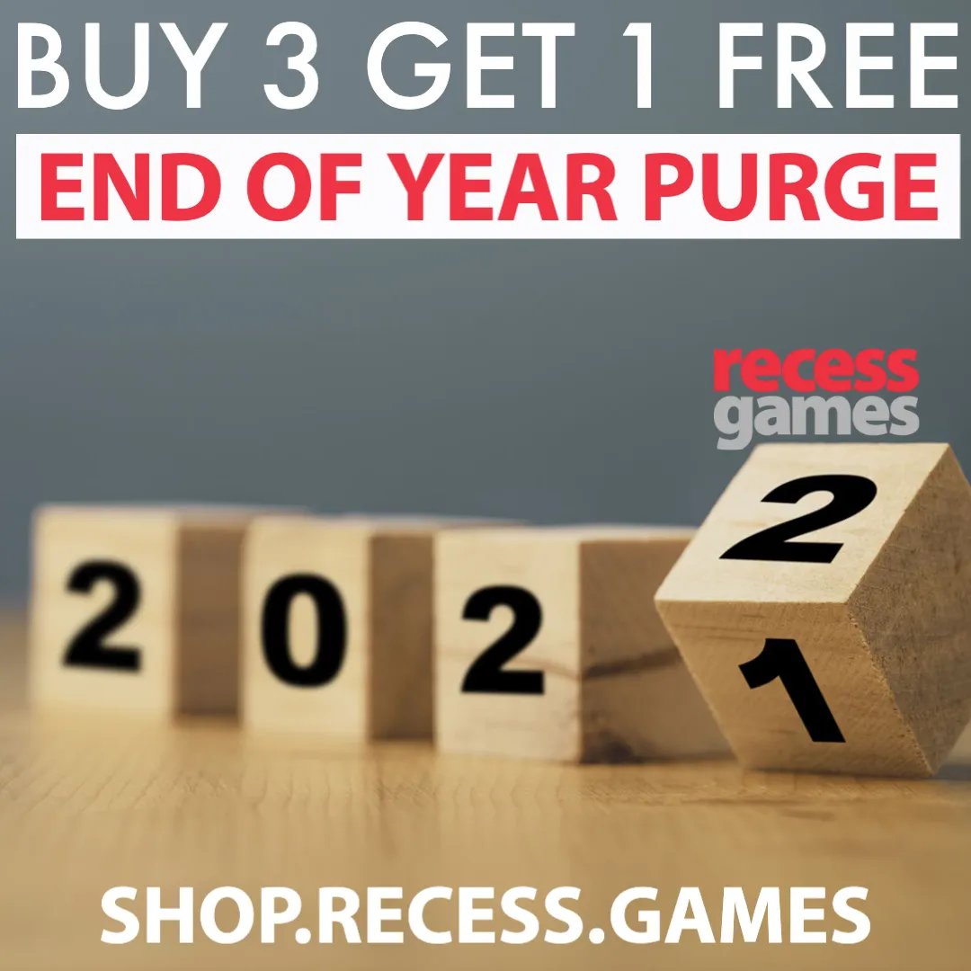 RecessGamesOH's tweet photo. Everything is Buy 2 Get 1 FREE for the rest of 2021! - Items marked NEW, Kickstarter or Recess Collection cannot be the FREE item. Sale items are included.(US and Canada)

https://t.co/tnZW6nzQJw https://t.co/3EVNlELNXw