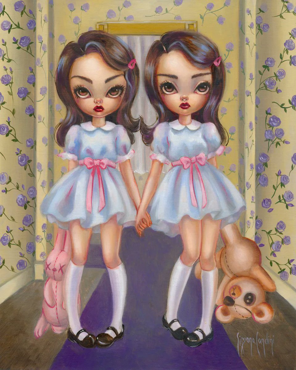 BeautifulBzarre's tweet photo. "My new painting 'Grady Twins' was inspired by 'The Shining' movie. I love creepy cute things and I wish it was Halloween all year long!"

I can't argue with that, @SimonaCandini!

#beautifulbizarre #simonacandini #popart #popartist #theshining #twins #twin #gradytwins #spooky https://t.co/KxTu9NqsV7