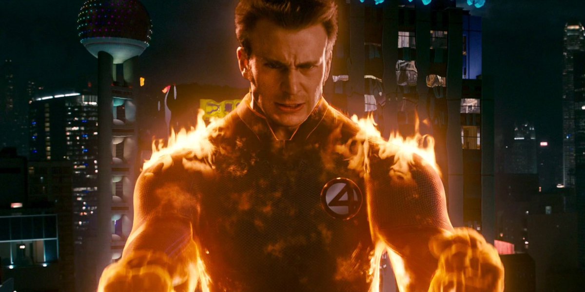 Imagine a “portals” like moment in Multiverse of Madness where all the most nostalgic Marvel heroes are coming through &amp; then one portal opens &amp; Chris Evans walks through &amp; everyone thinks it’s Cap but he says two words… 

FLAME ON!🔥

His clothes burns to reveal the F4 suit.