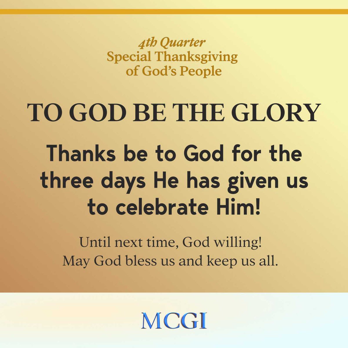 mcgidotorg's tweet photo. With merry hearts, we give thanks to our Lord Almighty for the three days He has given us to celebrate Him!

Thanks be to God. See you again next time, God willing! 

May God bless and keep us all. 

#InMCGIBrotherlyLoveContinues https://t.co/85Qub5SN17