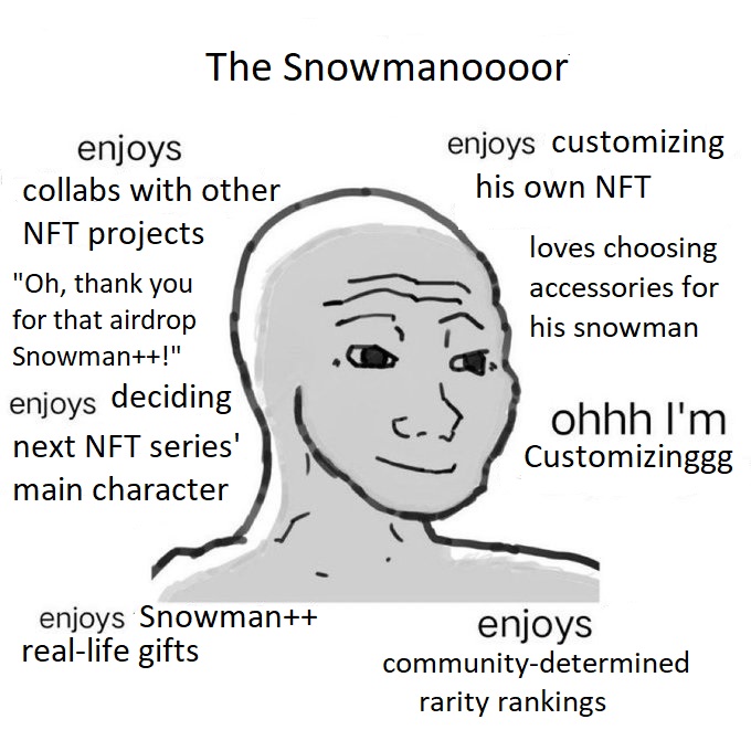 Hey Snowman++ gang! We have a meme contest in our discord! There are prizes up to 4 $AVAX.  We look forward to seeing your creative memes! 
discord.gg/JEmsPZ2URW get in to get more information. 
#SnowmanNFT